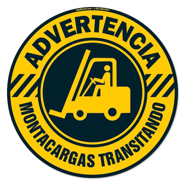 Signmission Advertencia Montacargas Transitando 16in Non-Slip Floor Marker, 16" x 16", FD-2-C-16-99972 FD-2-C-16-99972 - main